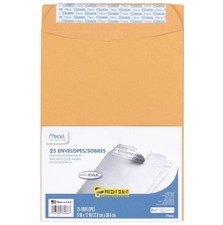 Lot of 70 9" x 12" Brown Kraft Envelopes - 25 Count Self-Sealing Mead NEW