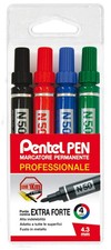 Pentel 238246 Permanent Marker Black/Red/Blue/Green