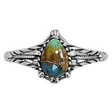 Kingman Copper Teal Turquoise 925 Sterling Silver Ring s.6 Jewelry R-1345