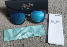 MAUI JIM WOOD ROSE MJ 870-03 NAVY SILVER BLUE POLARIZED SUNGLASSES NEW