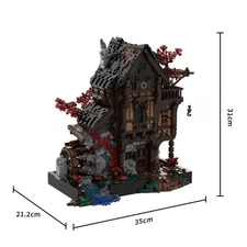 MOC-214249 Medieval MOC Waterwheel Mill 2717 Pieces Good Quality and Brand New 
