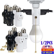 Light Bulb Outlet Socket Adapter 2/3Prong E26 Screw Light Socket to Plug Adapter