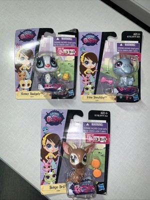 Littlest Pet Shop Hasbro Lot 3 Honey Badgely Badger Irina Snoutsky Bongo Brill
