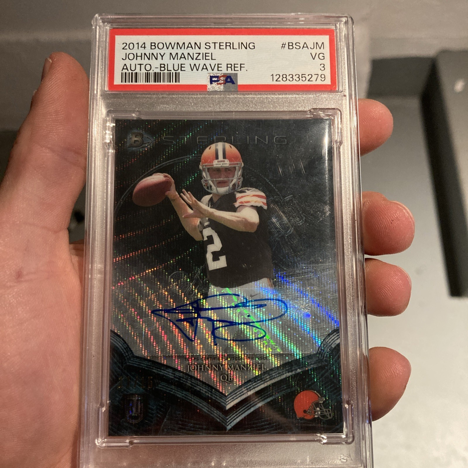 Johnny Manziel Bowman Sterling Autograph #BSAJM Blue Wave Refractor