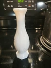 VTG Milk Glass Bud Vase Starburst Star Burst Snowflake Octagon Base White 7"