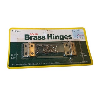 Brainerd Solid Brass Hinges #5075XC - 3/4'' x 5/8'' 4 Hinges with Screws Per Pack