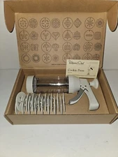 The Pampered Chef 1525 Retired Cookie Press w/ 16 Discs White New