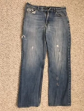 J.CREW Men's Bootcut Relaxed Denim Jeans Distressed Ripped 32x32 Classic Fas