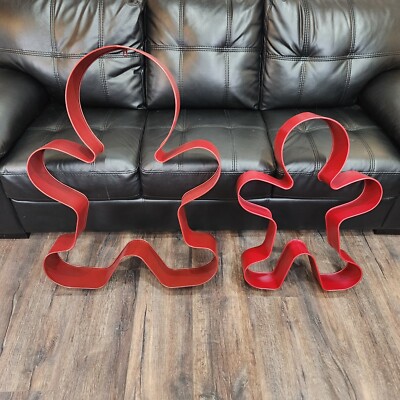 Giant Red Metal Gingerbread Man Cookie Cutter Wall Decor