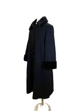 Vtg. Albert Nipon Women's Made In Usa, Wool & Cashmere Black Coat Size 10p