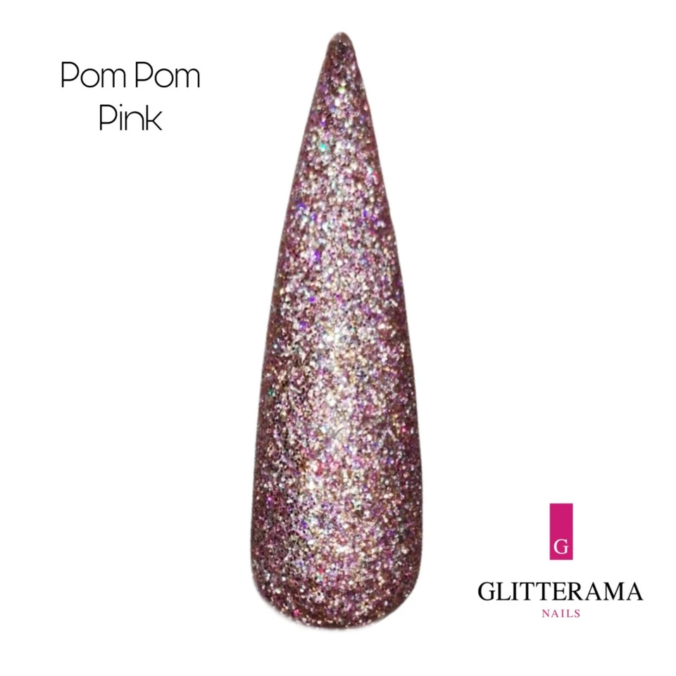 POM POM PINK Glitter acrylic coloured powder Glitterama Pink silver bright shiny