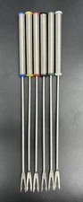 Fondue Forks Set of 6 Stainless Steel Metal Color Coded Plastic Ends 9.5"