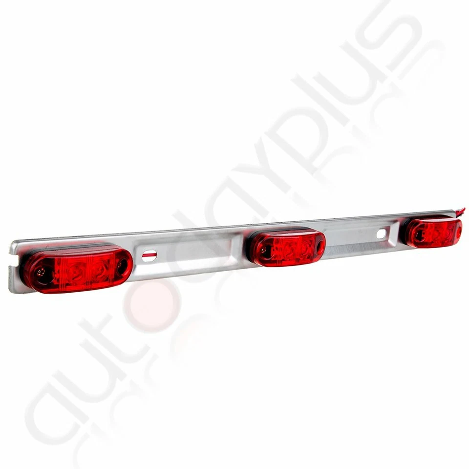 Barra de identificación 16" roja con separación marcador lateral 6 LED 3 luces remolque camioneta sellada Foto 4 de 4