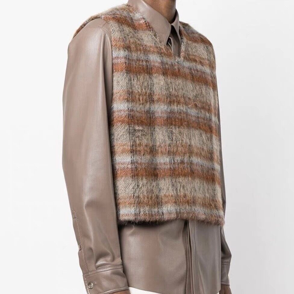 Mohair Stripe Plaid Our Legacy V Neck Wool Blend Sleeveless Mohair Stripe Plaid Our Legacy V Neck Wool Blend Sleeveless