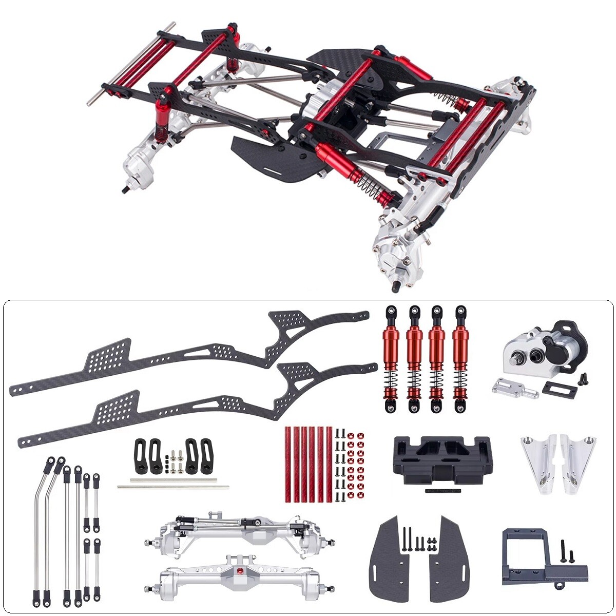 Kit telaio RC Telaio Trave LCG Fibra di Carbonio per 1/10 RC Rock