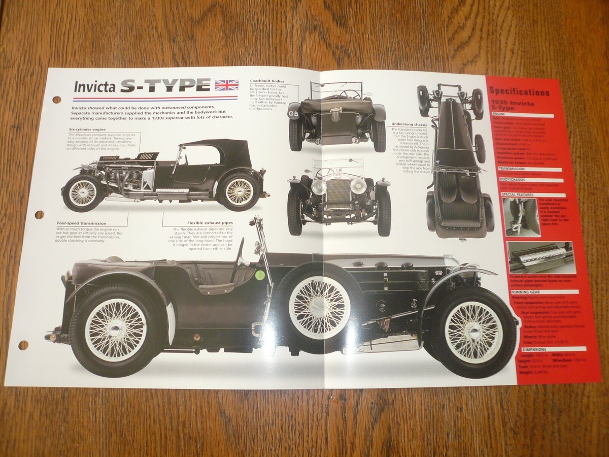 1930 Invicta S-Type UNIQUE IMP BROCHURE