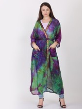 Women Tie Dye Pattern Silk Kaftan Kimono Robe with TieUp Dress Wholesale Mix Lot