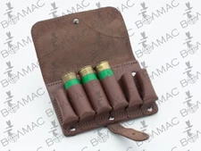Leather Shotgun Cartridge Holder Pouch Belt Ammo 6 Shells 20-16-12GA. USA Seller