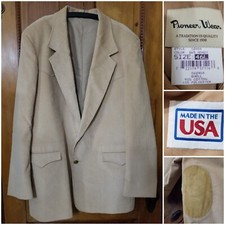 Vintage PIONEER WEAR 46L Corduroy Blazer Jacket 2 Button Tan Color Made in USA