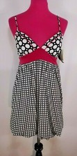 NWT My Michelle Spaghetti Strap Dress Size M Black White Polka Dot Pink Retro
