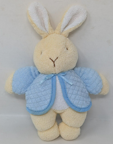 Vintage Eden Terry Cloth Plush Baby Bunny Peter Rabbit Rattle Stuffed Animal 90s