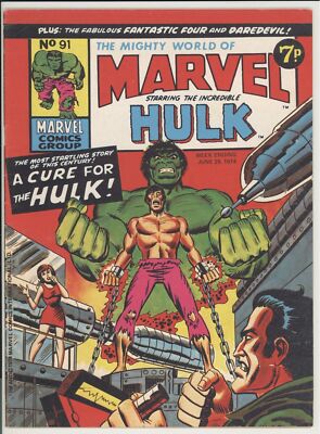 MIGHTY WORLD OF MARVEL #91 - 7 PENCE ISSUE - HULK - DAREDEVIL - FANTASTIC FOUR