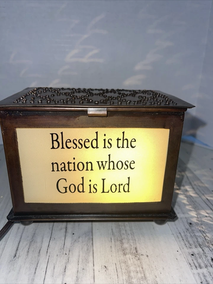 Punched Art Tin Wax Warmer Religious Theme 5x4.5x3.5 Electric Vintage - Image 2 of 4