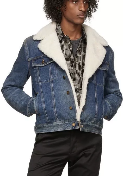 Louis Vuitton Patch Denim Shearling Jacket