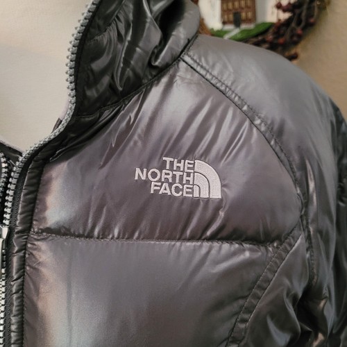 Girls The North Face Puffer Jacket Gray Hood Hoodie Size 14 16 Large 550 Belt - Picture 5 of 12