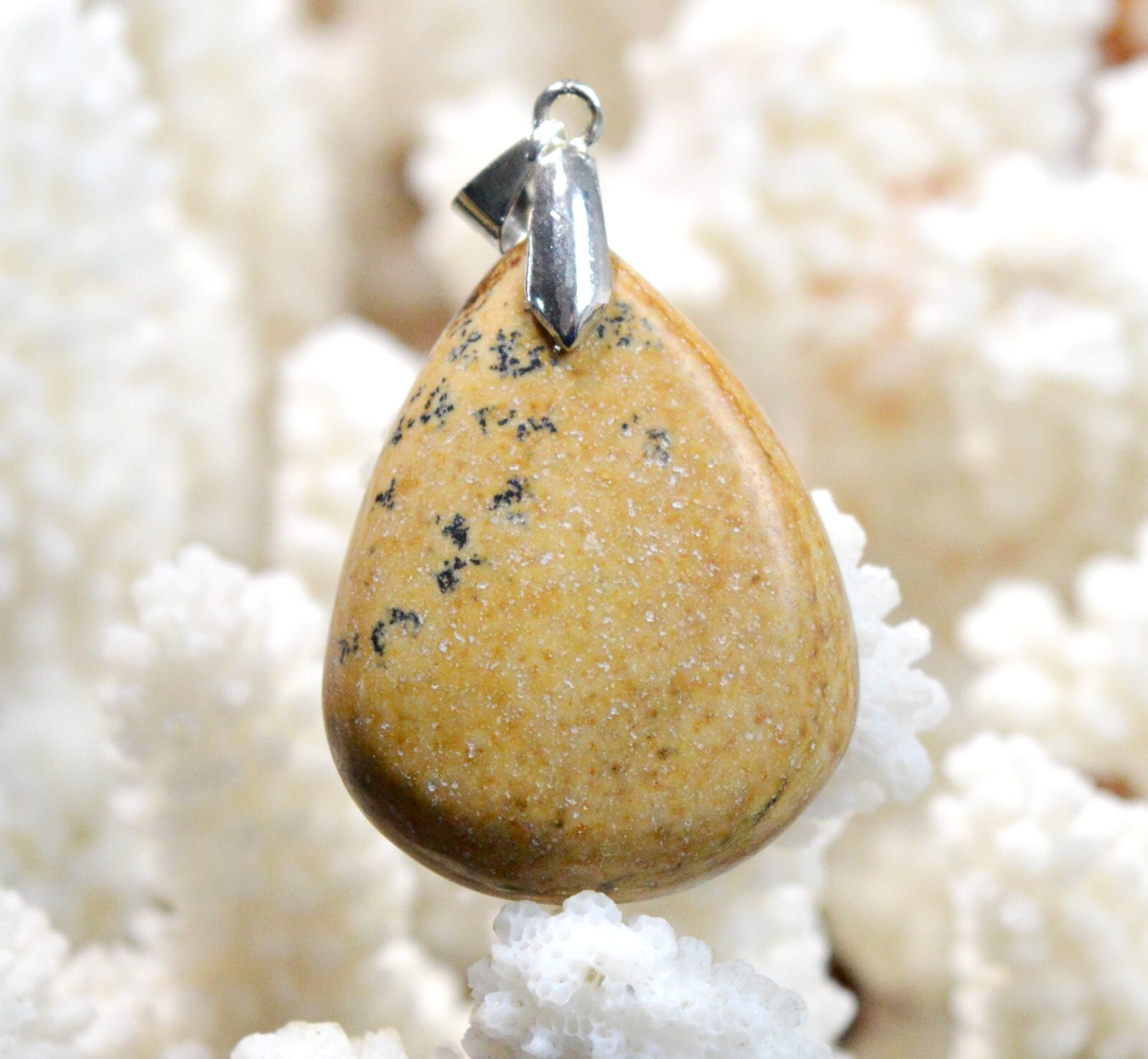 Pendentif cabochon en jaspe paysage de Namibie 46 carats pour collier en pierre naturelle unique FD75