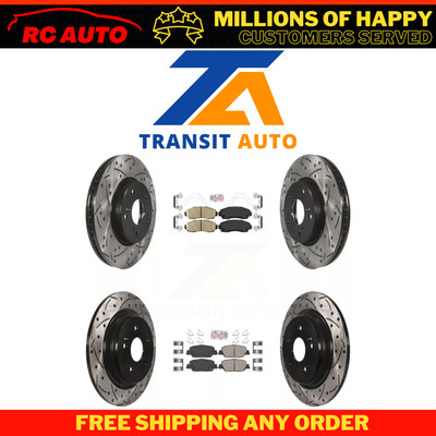 Front Rear Integrally Molded Pad Drill Slot Disc Brake Rotors Kit For Honda CR-V
