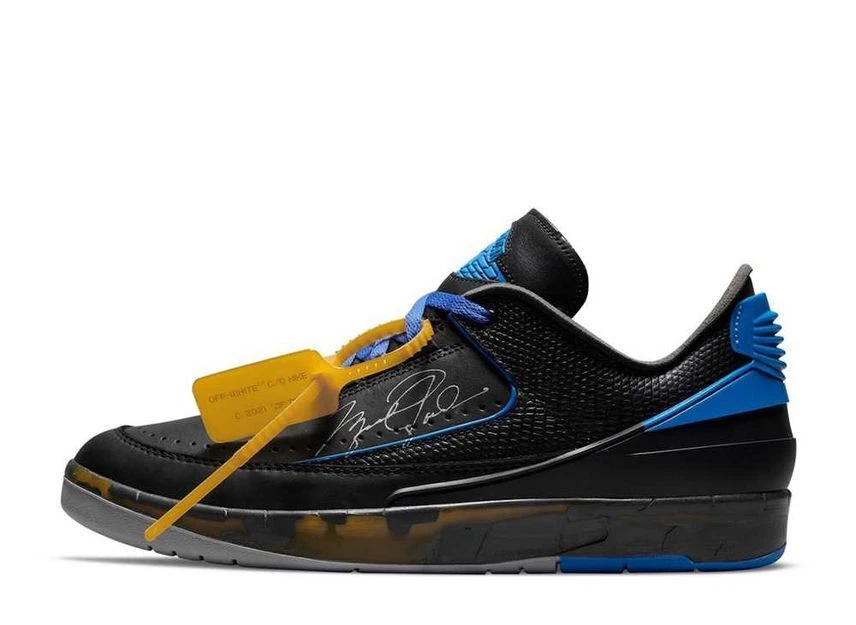 Off White Nike Air Jordan 2 Low Black and Varsity Royal 28cm