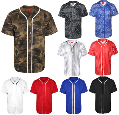 Men's Classic Baseball Jersey Short Sleeve Button Down Shirts S-5XL  Victorious