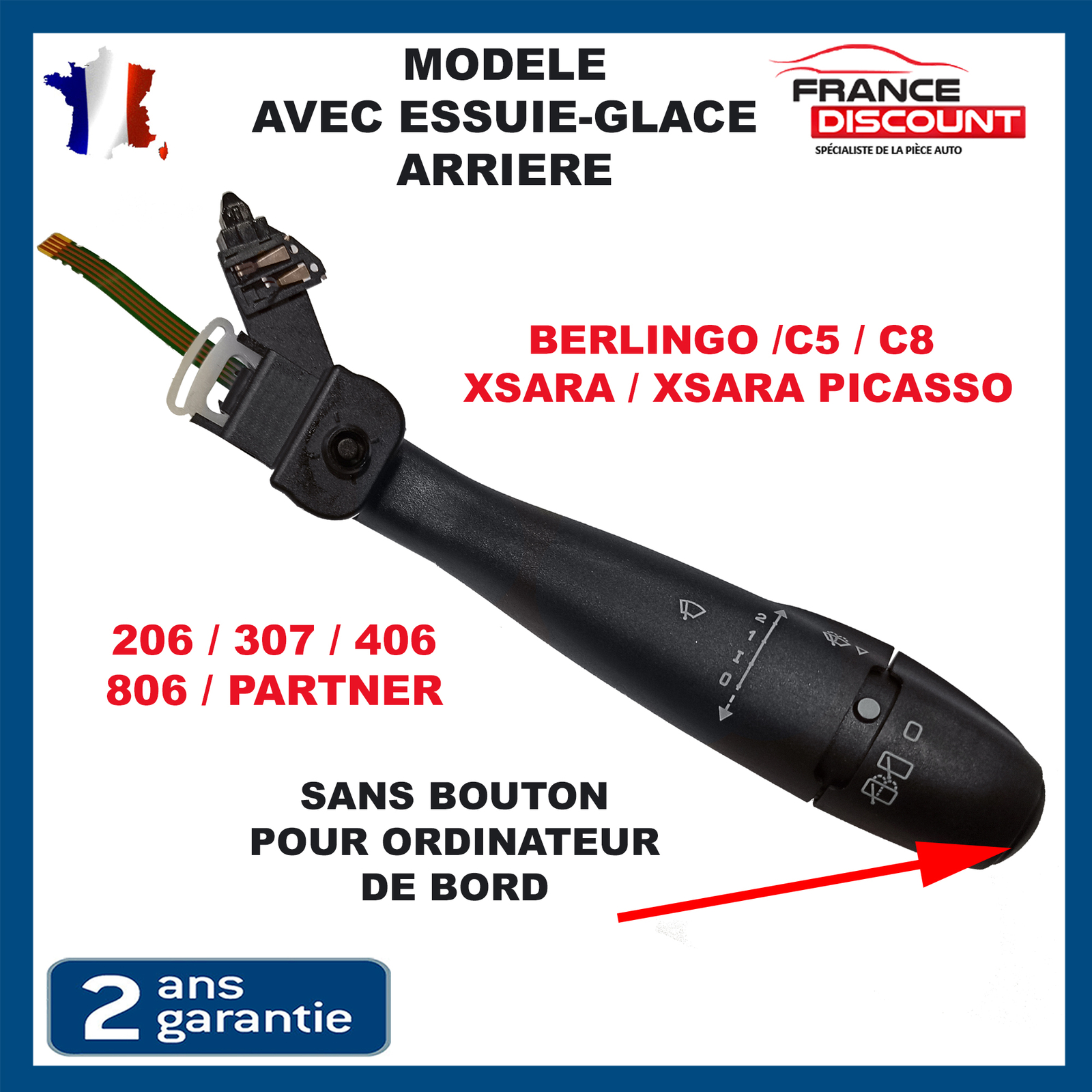 Commodo essuie-glace haute précision commande de rechange robuste pour 207