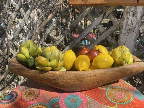 Gorgeous Hand Made Wooden Oblong Wood Centerpiece Fruit/Bread Bowl - Picture 10 of 11