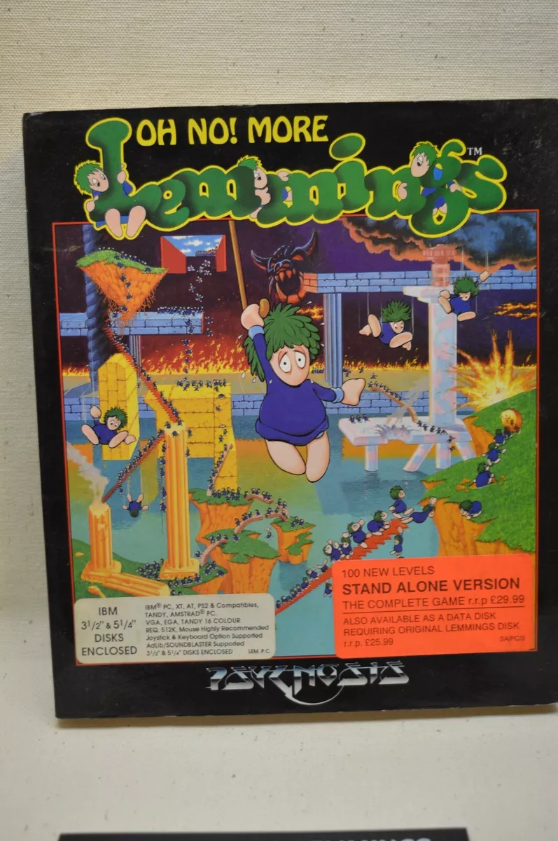 PC IBM OH NO! MORE LEMMINGS 5 1/4 COMPUTER GAME 1991 PSYGNOSIS TANDY