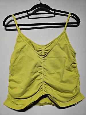 Urban Outfitters iets Frans Cami Top Women Large Green Ruched Strappy Sleeve