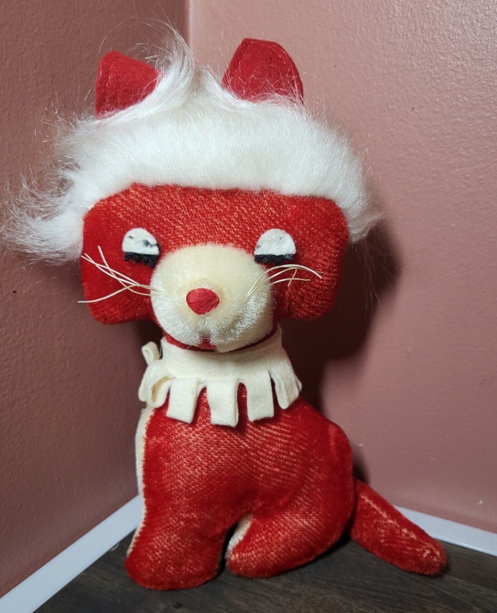 Herman Pecker & Co Red Cat Stuffed Plush Animal Vintage 1960s