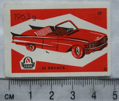Vintage Matchbox Label - Drava - Vintage Car - 1963g