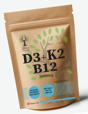 Vitamin D3 5000iu K2 MK7 Vitamin B12 5000mcg Bestes Natürliches Pulver Vegan Vit D3 K2