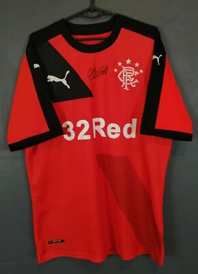 SIGNED LEE WALLACE GLASGOW RANGERS 2015/2016 SOCCER FOOTBALL SHIRT JERSEY SIZE L