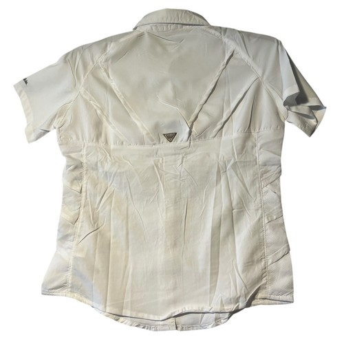 Columbia Shirt Boys S Button Up Omni Shade PFG Fishing Vented White Athletic - Picture 3 of 5