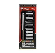 S07301 3/8" Drive Standard Metric Socket Set, 12 Piece, 12 Point Deep