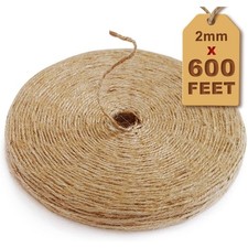Natural Jute Twine String 600 Feet Flat for Crafts Gift Wrapping Packing