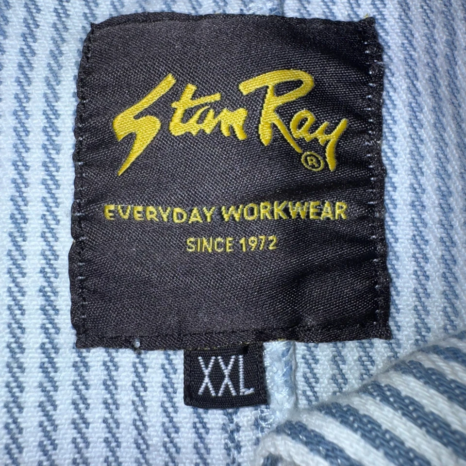 Vintage Stan Ray Button Denim Coat Jacket Mens  2XL Pinstripe Blue Workwear - Image 2 of 4