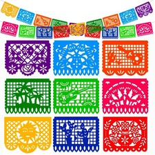 DOMESTAR Mexican Party Decoration, 18 FT Plastic Papel Picado Fiesta Banner