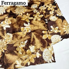 Salvatore Ferragamo Stole Chiffon flower Size 61.4in x 16.5in Used in Japan
