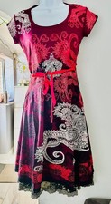 DESIGUAL Womens Graphic Maxi Dress UK 12 Medium Purple