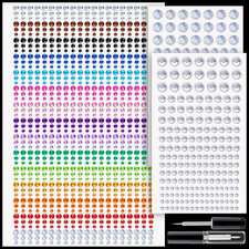 1294 Pcs Rhinestone Stickers 3-8Mm Clear Laser Colorful Self Adhesive Face Gems