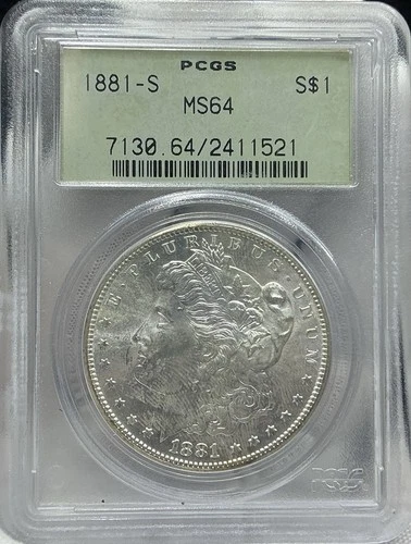 1881 S PCGS MS64 Morgan Silver Dollar $1 US Mint 1881-S MS-64 Great Luster! OGH